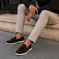 Noble Chaussure Mocassin Homme À Gland Mocassin Homme Daim Marron À Gland