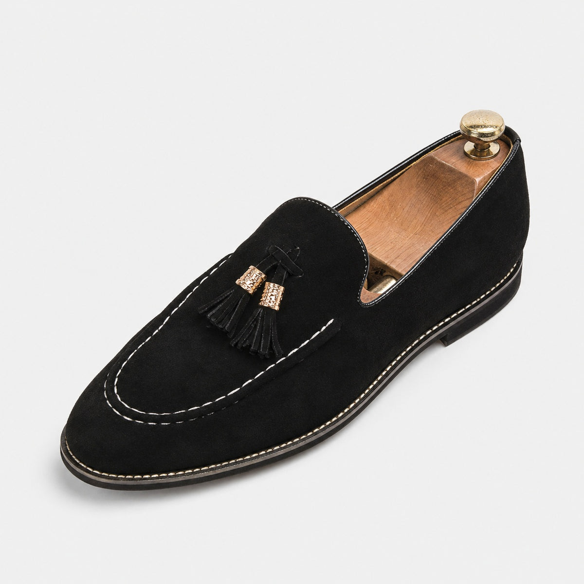 Noble Chaussure Mocassin Homme À Gland Mocassin Homme Daim Noir À Glands Élégant