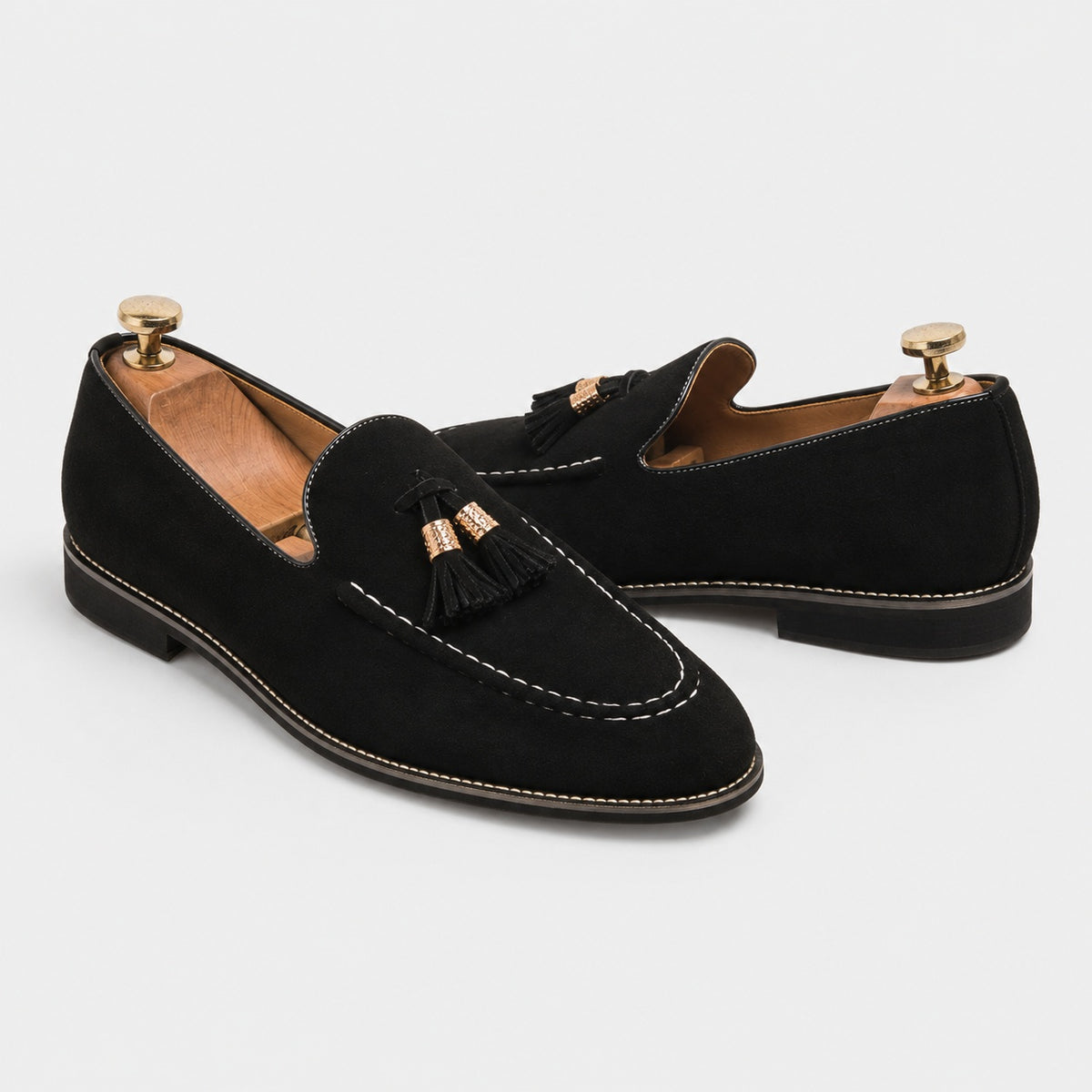 Noble Chaussure Mocassin Homme À Gland Mocassin Homme Daim Noir À Glands Élégant