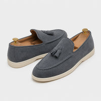 Noble Chaussure Mocassin Homme À Gland Mocassin Homme Gris À Gland En Daim