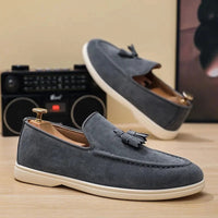 Noble Chaussure Mocassin Homme À Gland Mocassin Homme Gris À Gland En Daim