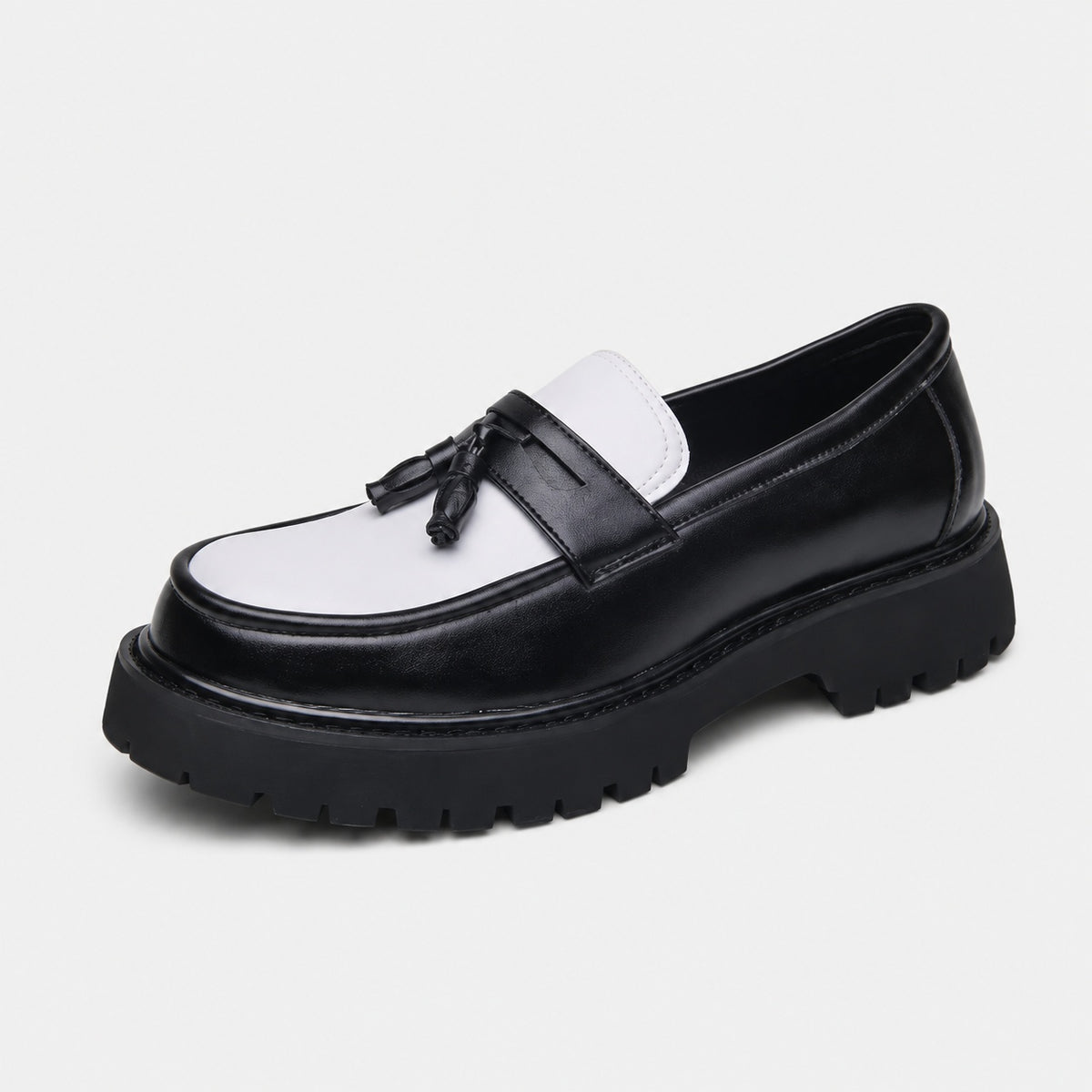 Noble Chaussure Mocassin Homme À Gland Mocassin Homme Noir Et Blanc À Glands Compensé