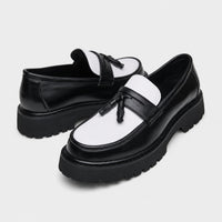 Noble Chaussure Mocassin Homme À Gland Mocassin Homme Noir Et Blanc À Glands Compensé