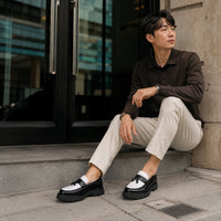 Noble Chaussure Mocassin Homme À Gland Mocassin Homme Noir Et Blanc À Glands Compensé