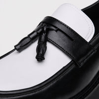 Noble Chaussure Mocassin Homme À Gland Mocassin Homme Noir Et Blanc À Glands Compensé