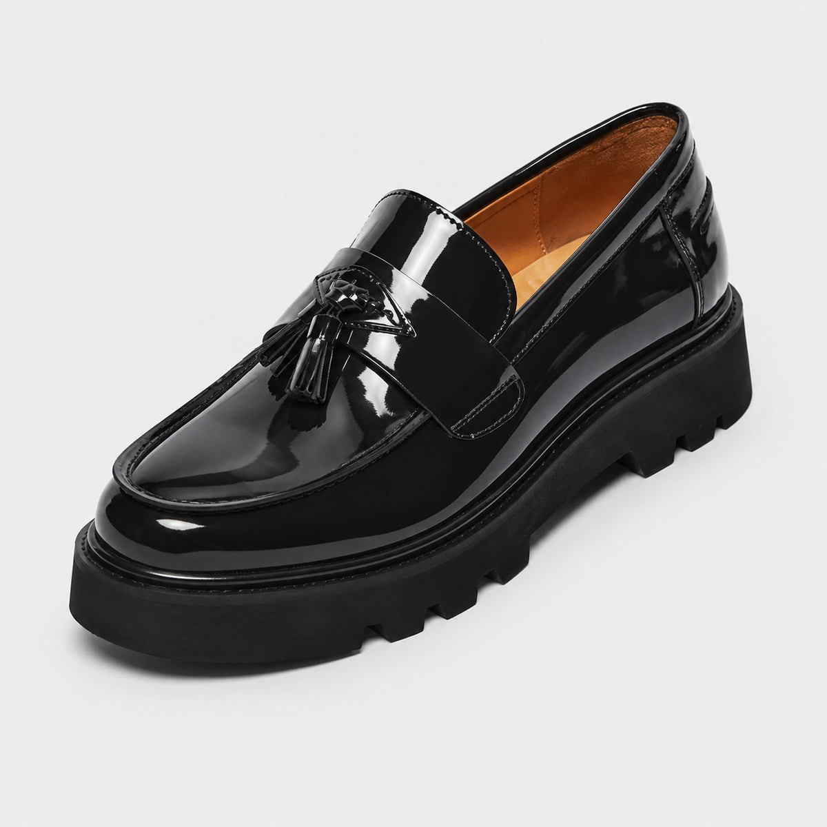 Noble Chaussure Mocassin Homme À Gland Mocassin Vernis Compensé