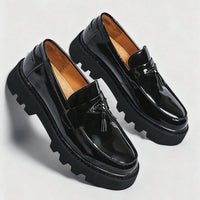 Noble Chaussure Mocassin Homme À Gland Mocassin Vernis Compensé