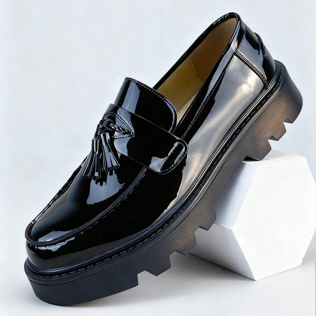 Noble Chaussure Mocassin Homme À Gland Mocassin Vernis Compensé