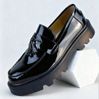 Noble Chaussure Mocassin Homme À Gland Mocassin Vernis Compensé
