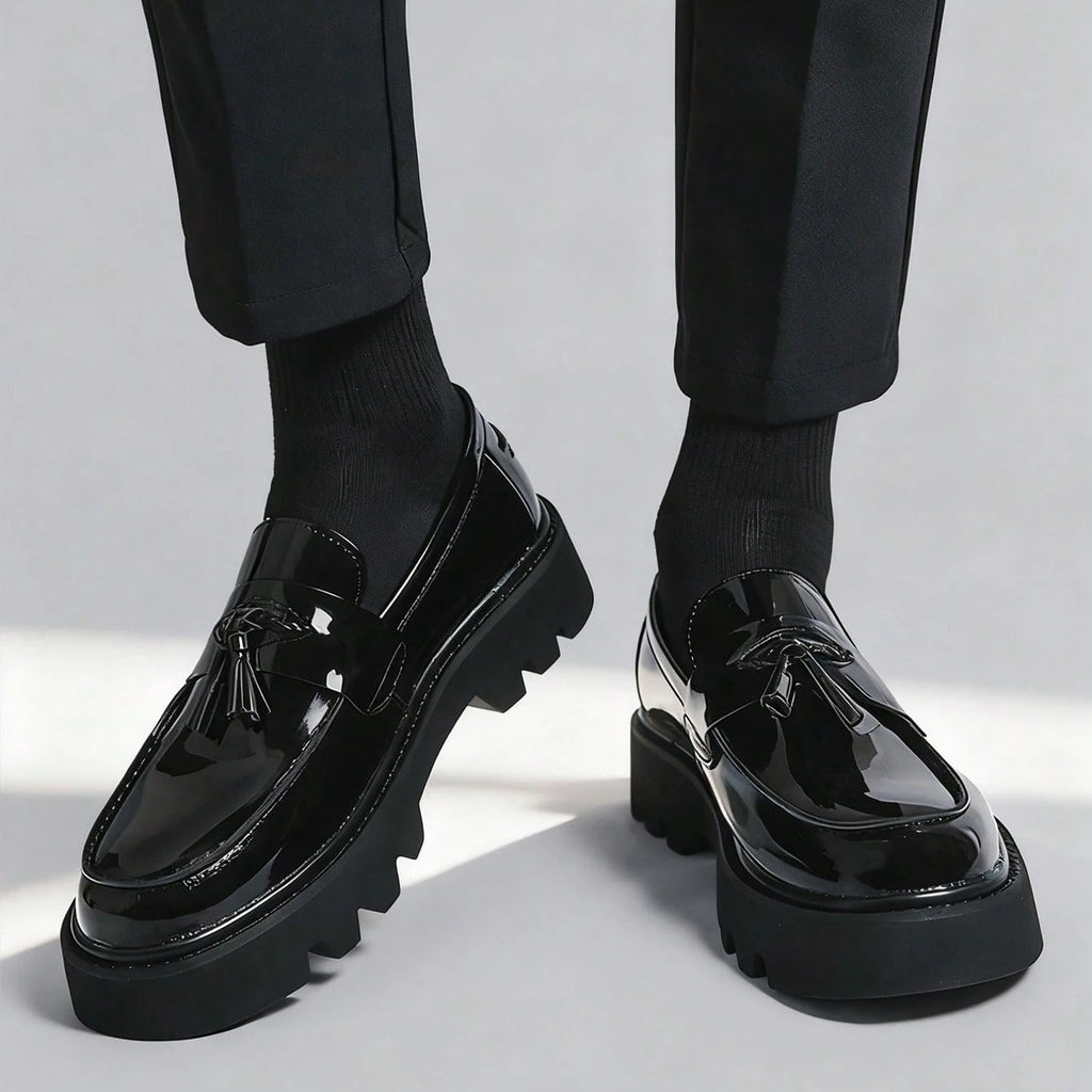 Noble Chaussure Mocassin Homme À Gland Mocassin Vernis Compensé