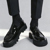 Noble Chaussure Mocassin Homme À Gland Mocassin Vernis Compensé