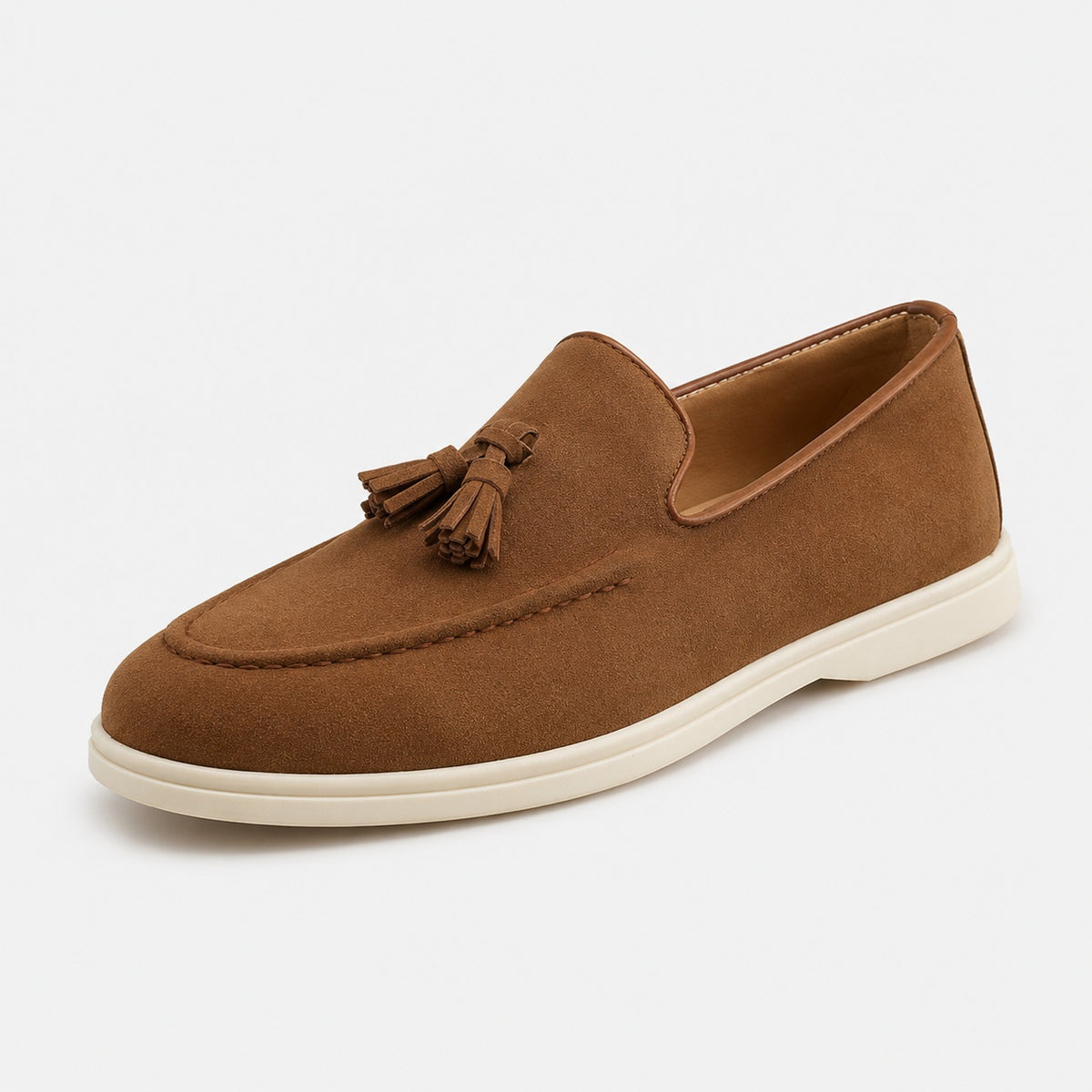 Noble Chaussure Mocassin Homme À Gland Mocassins À Glands Marron En Daim