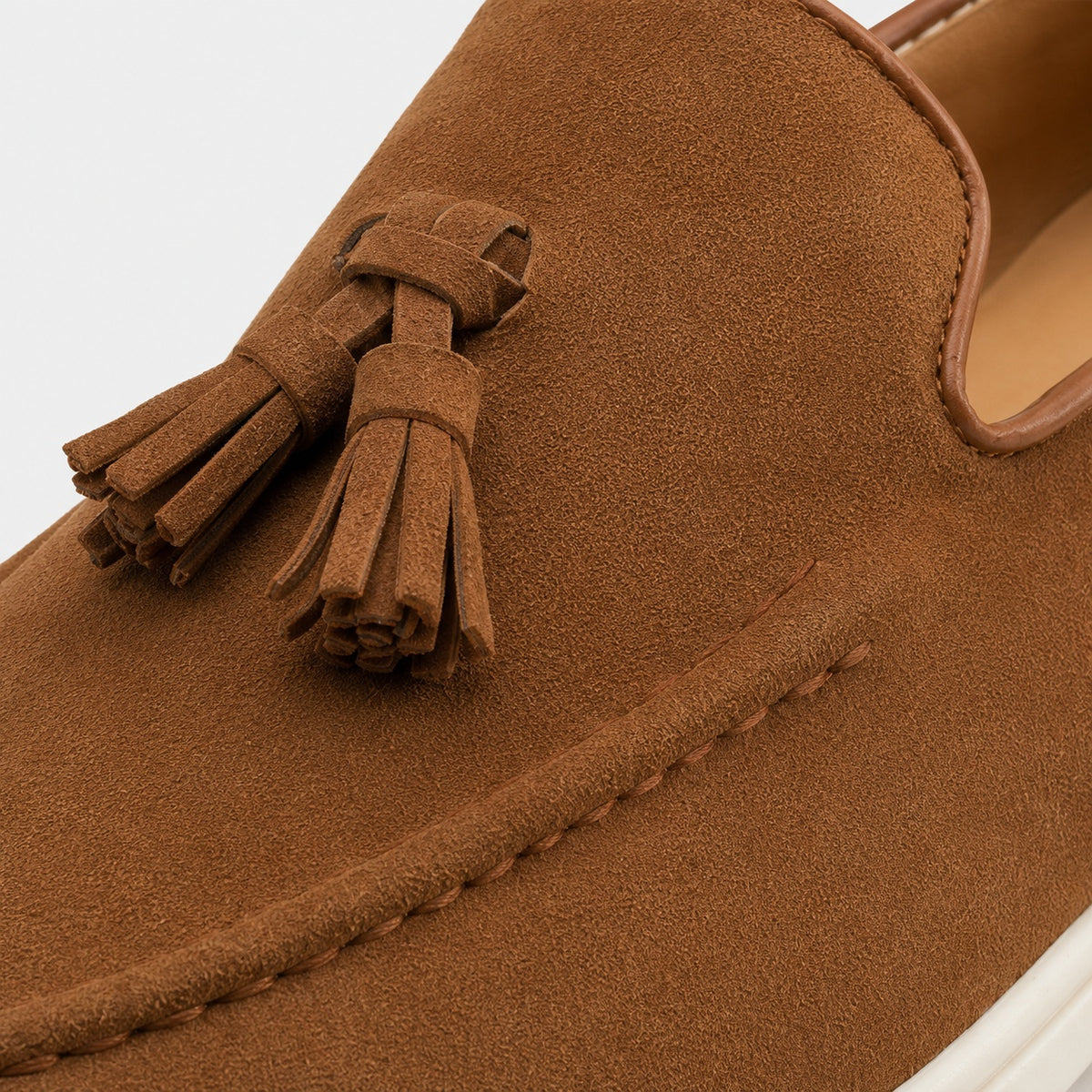 Noble Chaussure Mocassin Homme À Gland Mocassins À Glands Marron En Daim