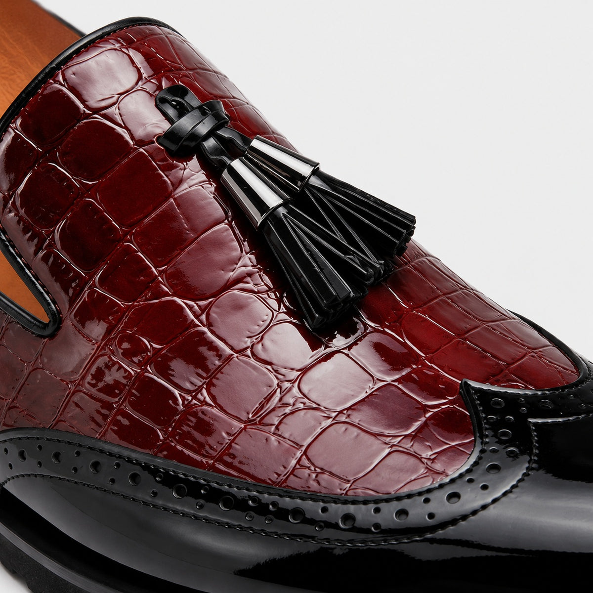Noble Chaussure Mocassin Homme À Gland Mocassins Formelle Bordeau En Cuir Véritable Pour Homme