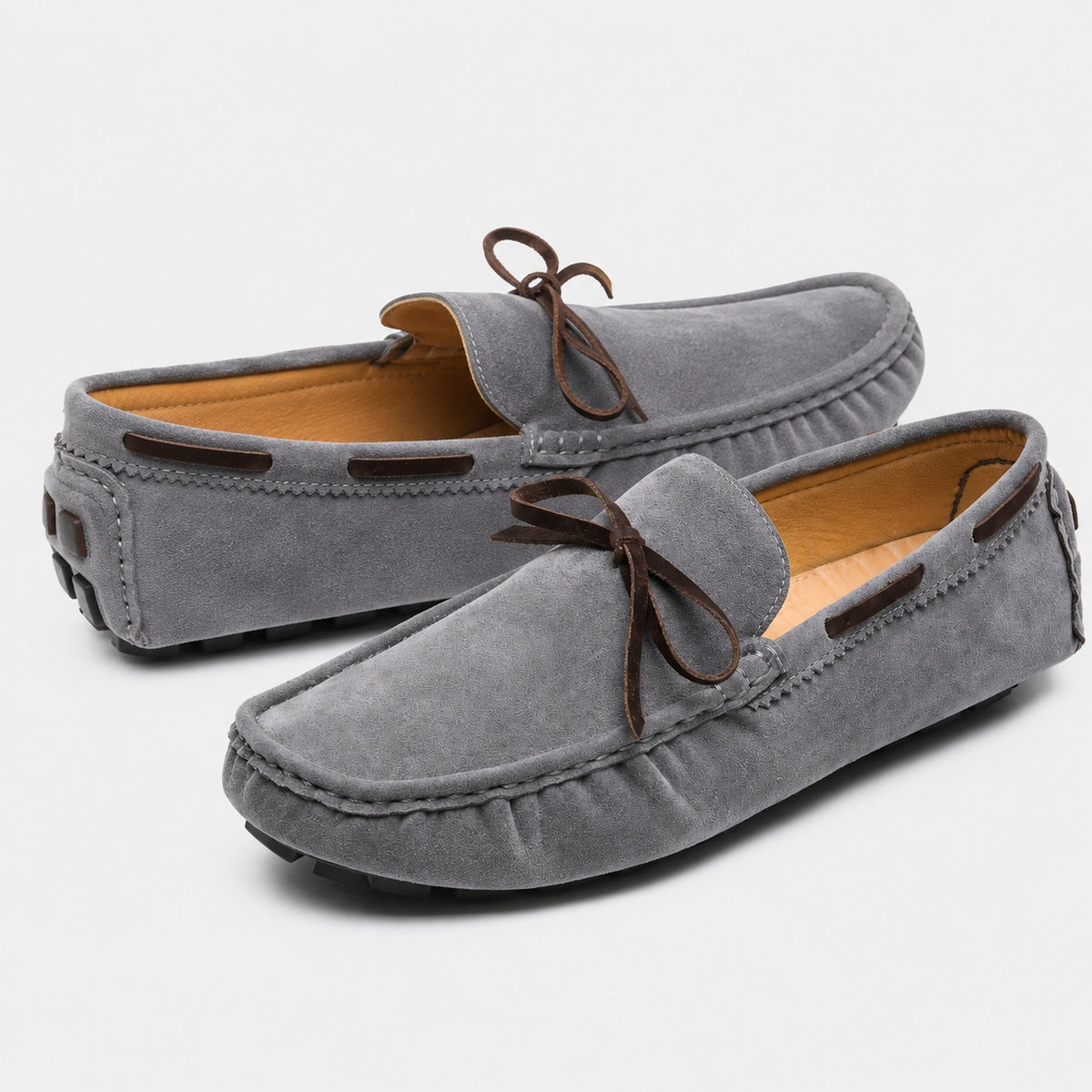 Noble Chaussure Mocassin Homme À Lacet Mocassin Homme Classique De Conduite À Nœud Gris