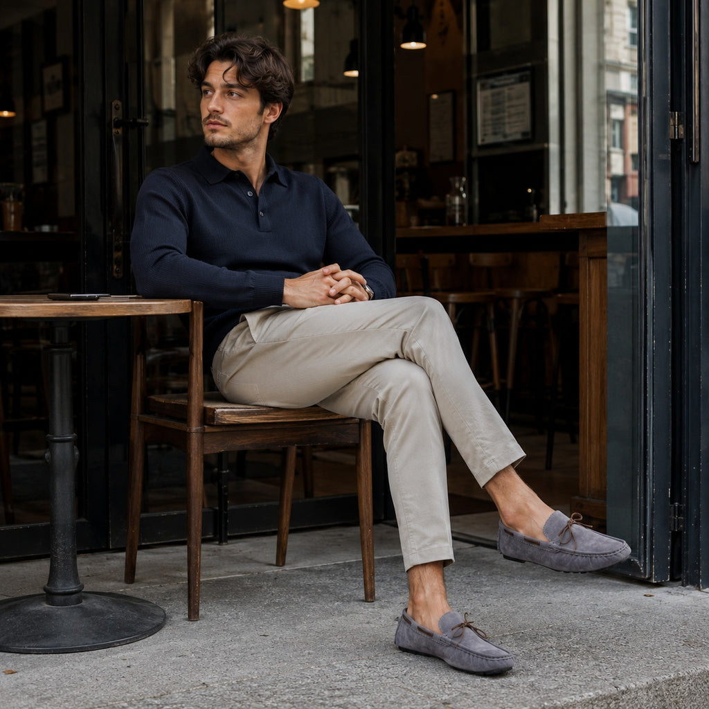 Noble Chaussure Mocassin Homme À Lacet Mocassin Homme Classique De Conduite À Nœud Gris