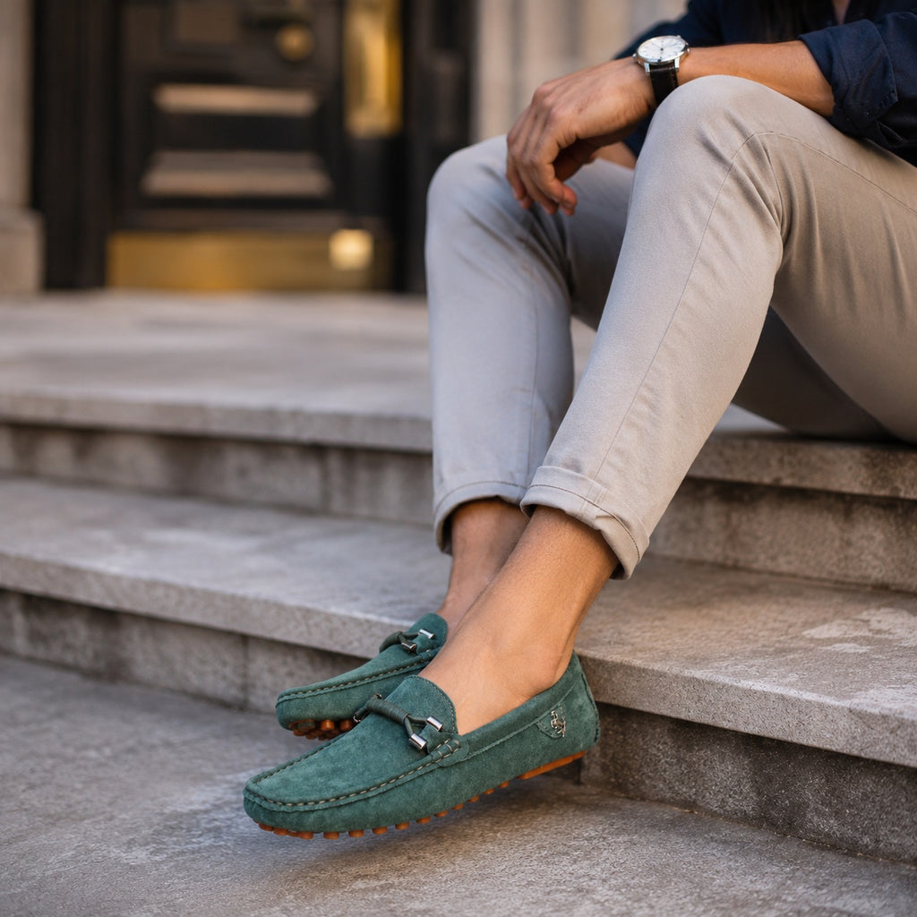 Noble Chaussure Mocassin Homme À Lacet Mocassin Vert Luxe