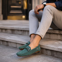 Noble Chaussure Mocassin Homme À Lacet Mocassin Vert Luxe