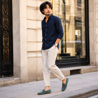 Noble Chaussure Mocassin Homme À Lacet Mocassin Vert Luxe