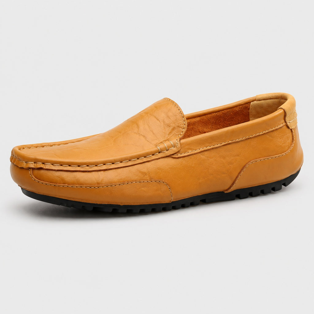 Noble Chaussure Mocassin Homme Bateau Mocassin En Cuir Véritable Jaune Pour Bateau Homme
