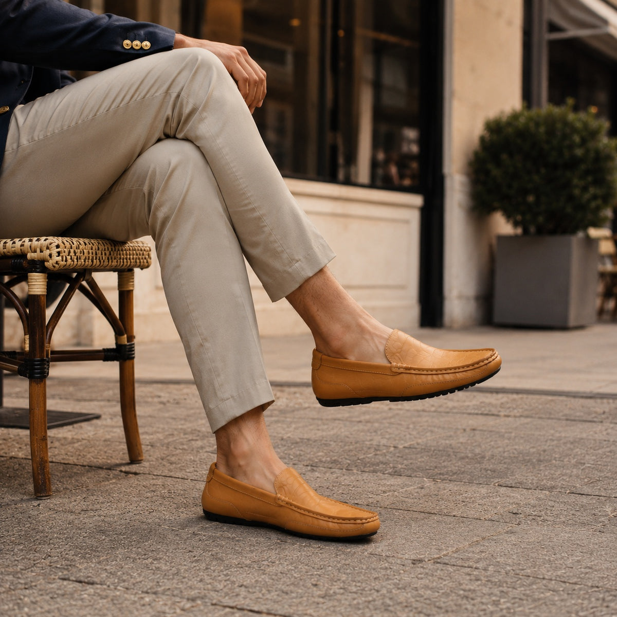 Noble Chaussure Mocassin Homme Bateau Mocassin En Cuir Véritable Jaune Pour Bateau Homme