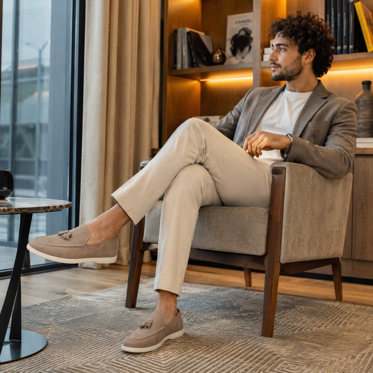 Noble Chaussure Mocassin Homme Beige Mocassin Homme Beige En Daim