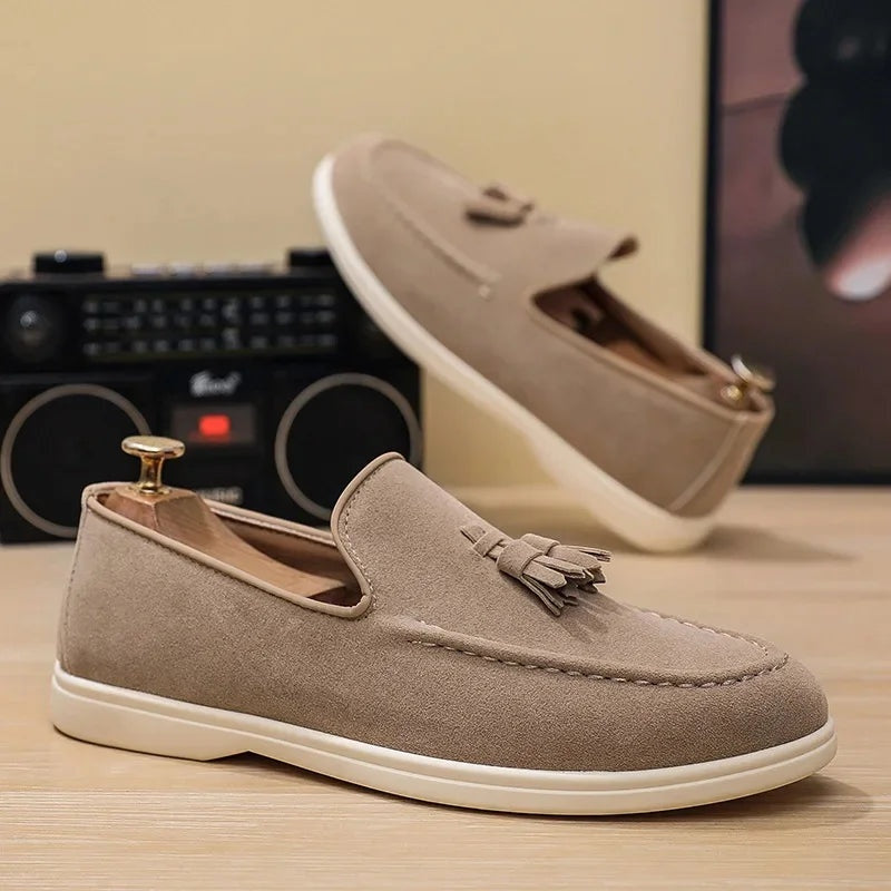Noble Chaussure Mocassin Homme Beige Mocassin Homme Beige En Daim