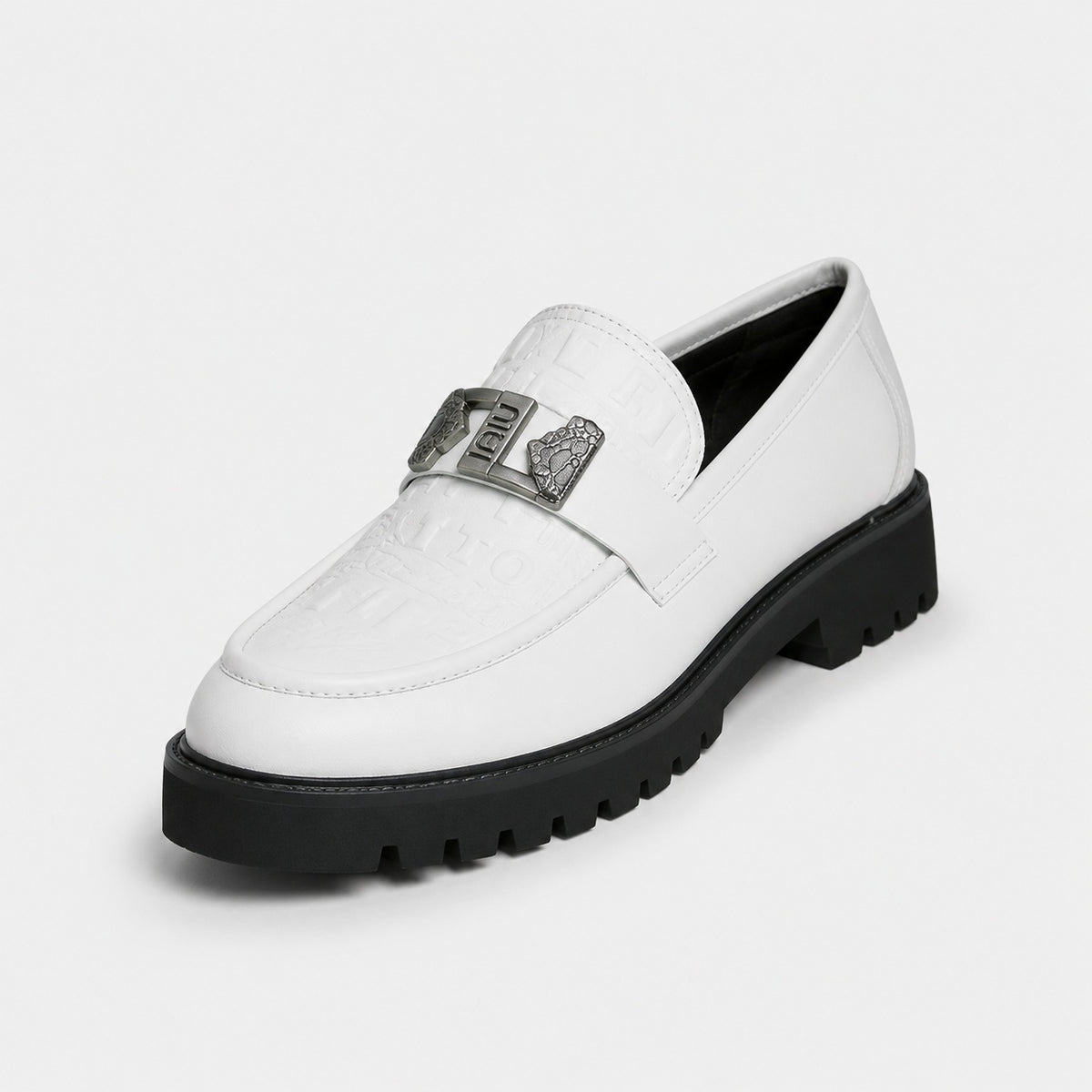 Noble Chaussure Mocassin Homme Blanc Mocassin Compensé En Cuir Blanc Pour Homme