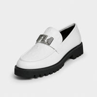 Noble Chaussure Mocassin Homme Blanc Mocassin Compensé En Cuir Blanc Pour Homme