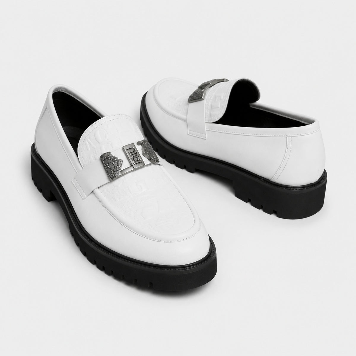 Noble Chaussure Mocassin Homme Blanc Mocassin Compensé En Cuir Blanc Pour Homme