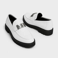 Noble Chaussure Mocassin Homme Blanc Mocassin Compensé En Cuir Blanc Pour Homme