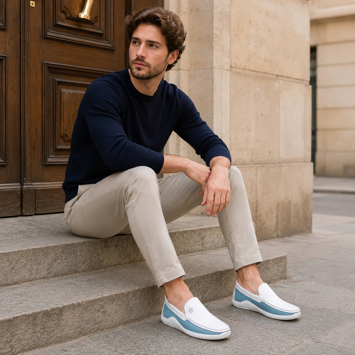 Noble Chaussure Mocassin Homme Blanc Mocassin Homme Luxe Italien Blanc