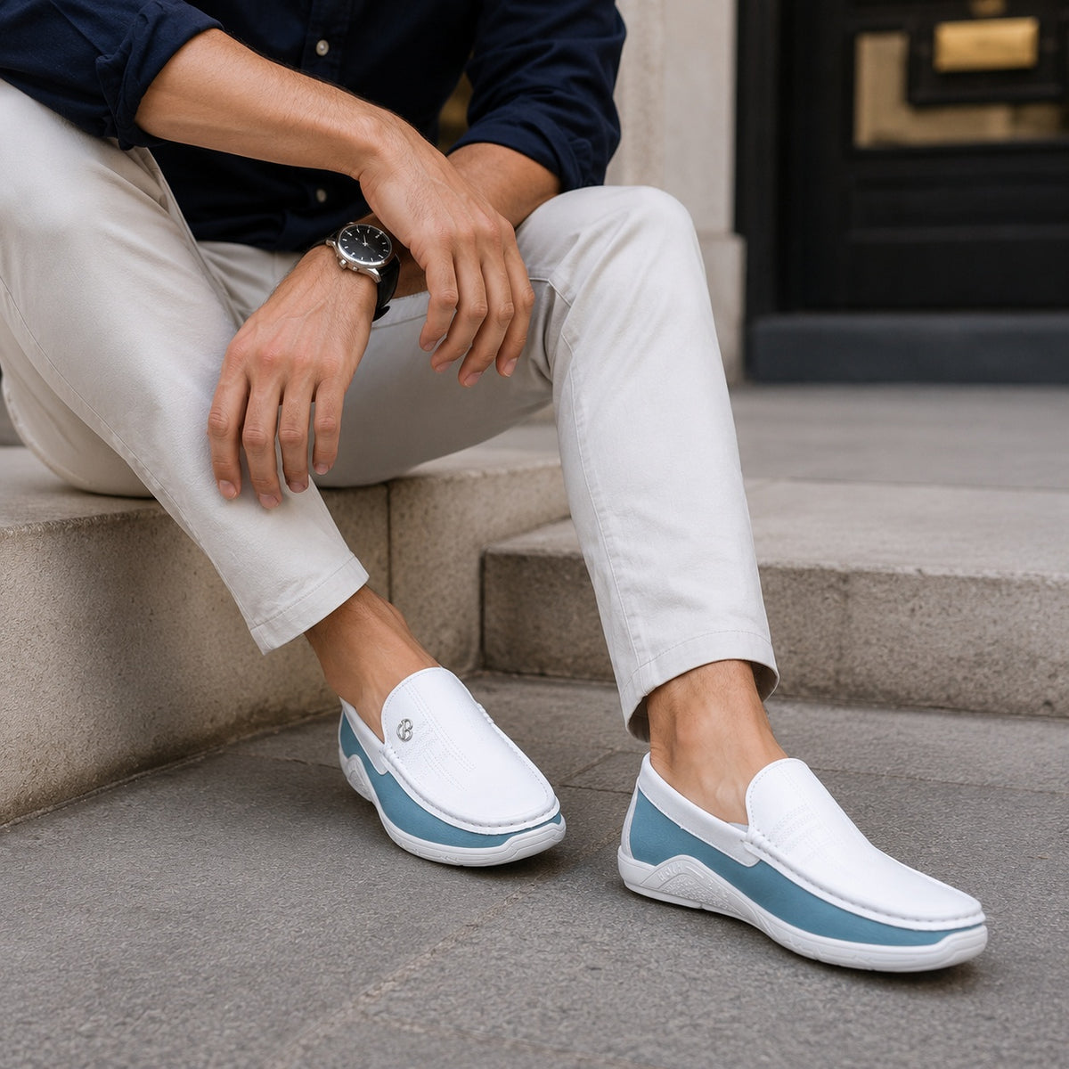 Noble Chaussure Mocassin Homme Blanc Mocassin Homme Luxe Italien Blanc