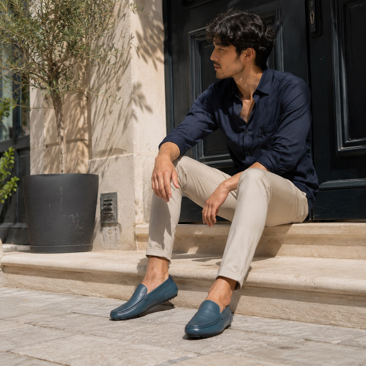 Noble Chaussure Mocassin Homme Bleu Marine Bateaux Mocassin Homme Bleu