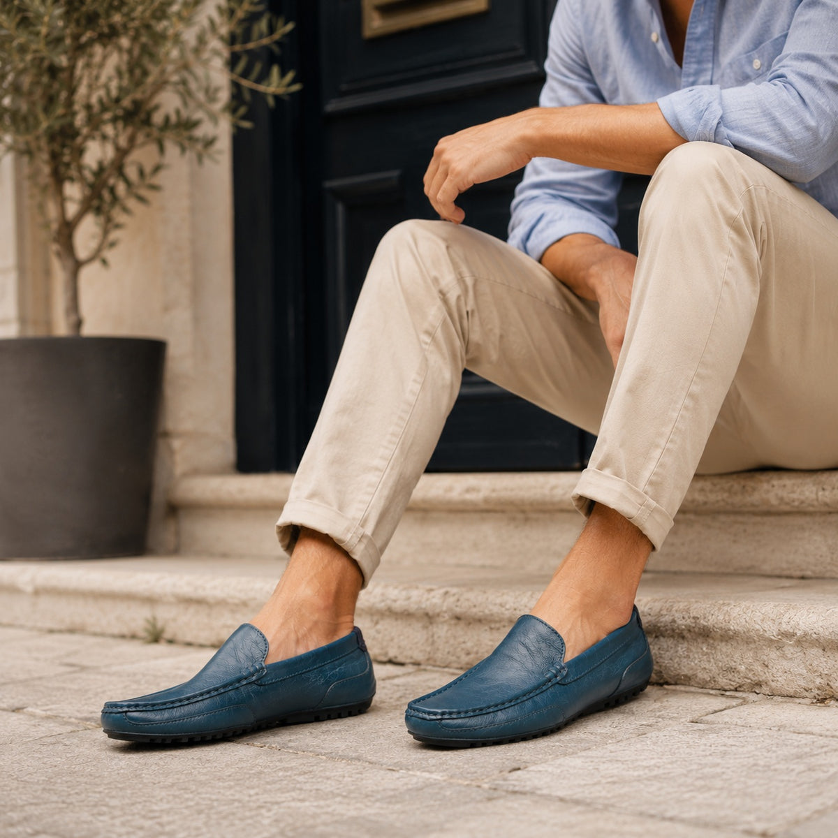 Noble Chaussure Mocassin Homme Bleu Marine Bateaux Mocassin Homme Bleu