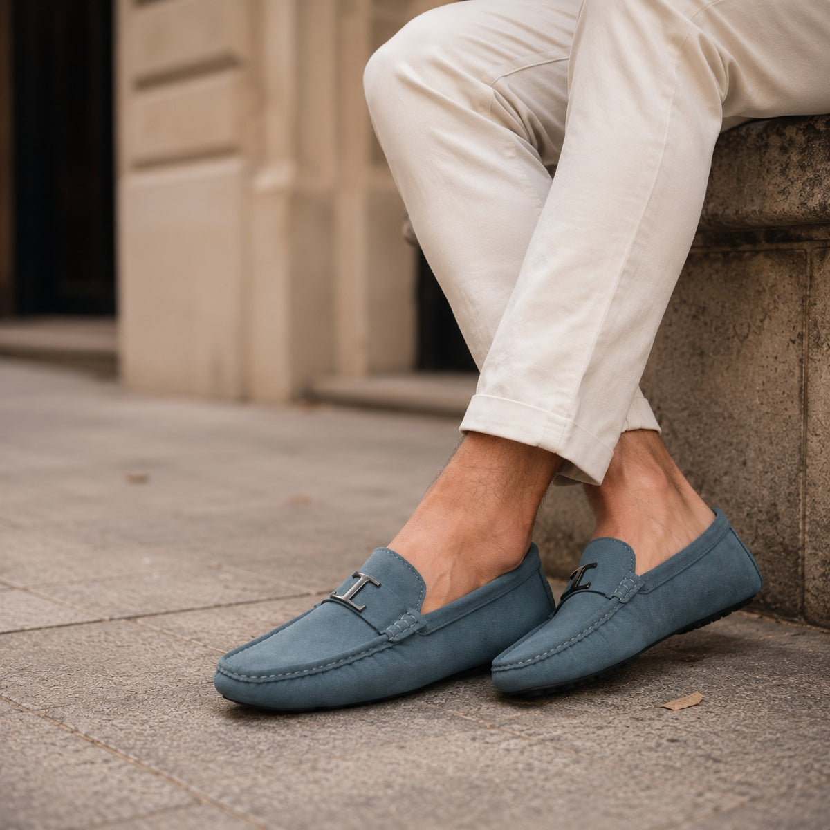 Noble Chaussure Mocassin Homme Bleu Marine Mocassin Bleu Clair De Ville Costume Pour Homme