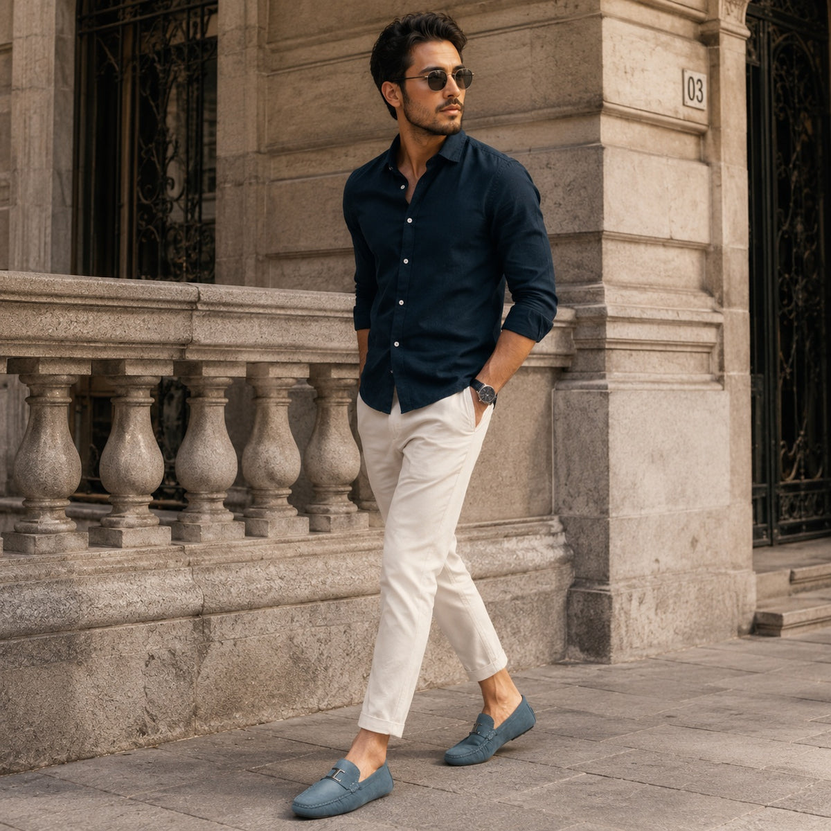 Noble Chaussure Mocassin Homme Bleu Marine Mocassin Bleu Clair De Ville Costume Pour Homme