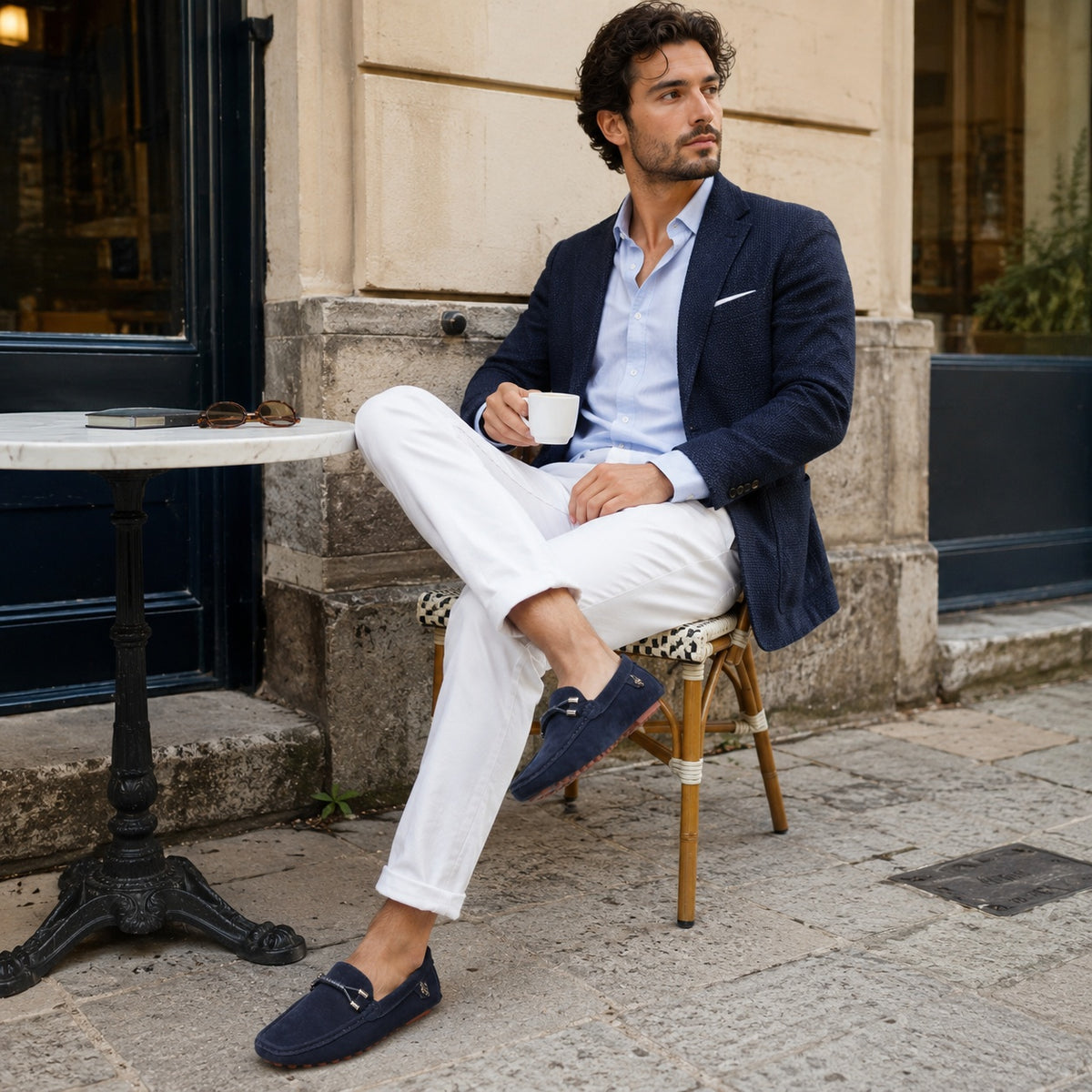 Noble Chaussure Mocassin Homme Bleu Marine Mocassin Bleu Luxe