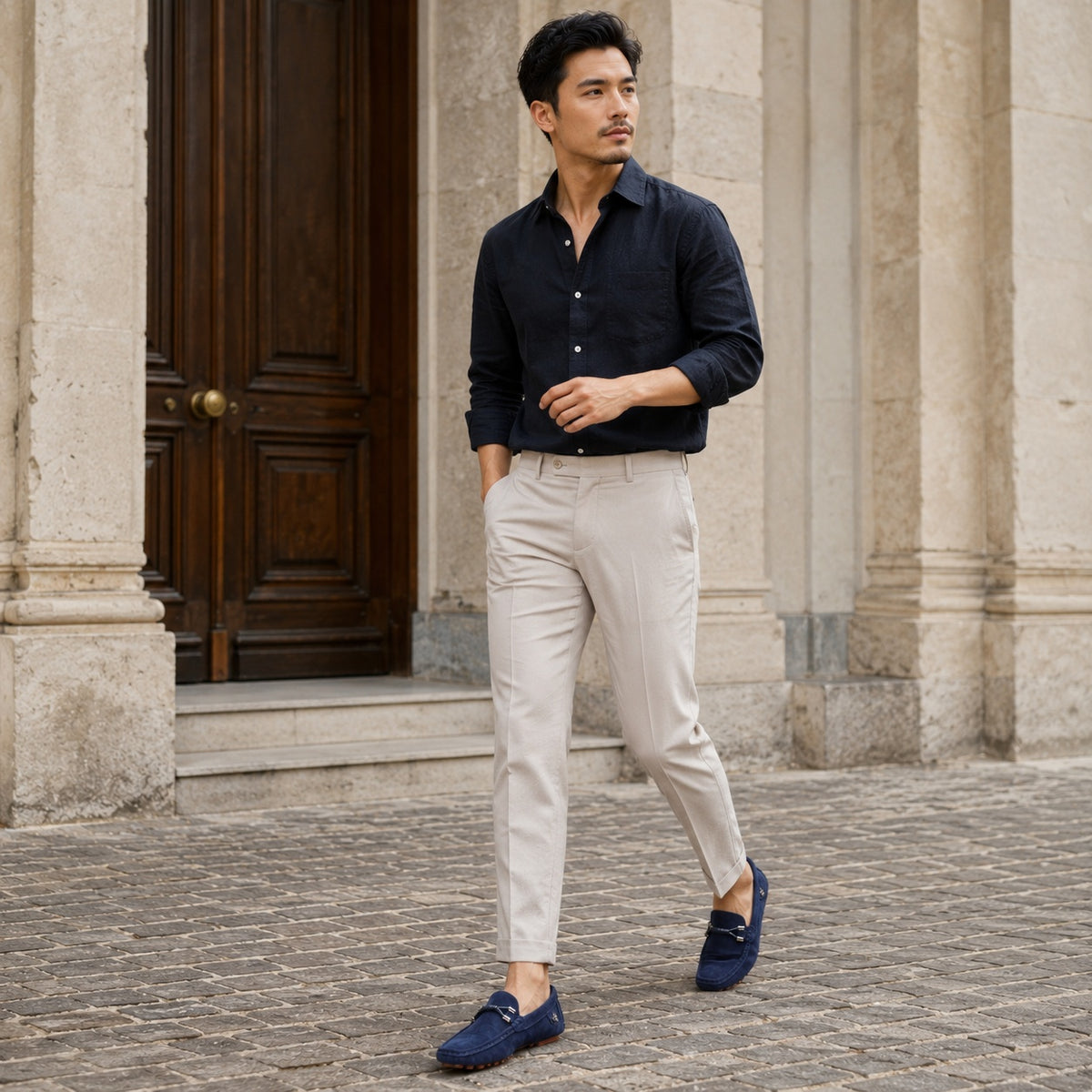 Noble Chaussure Mocassin Homme Bleu Marine Mocassin Bleu Luxe