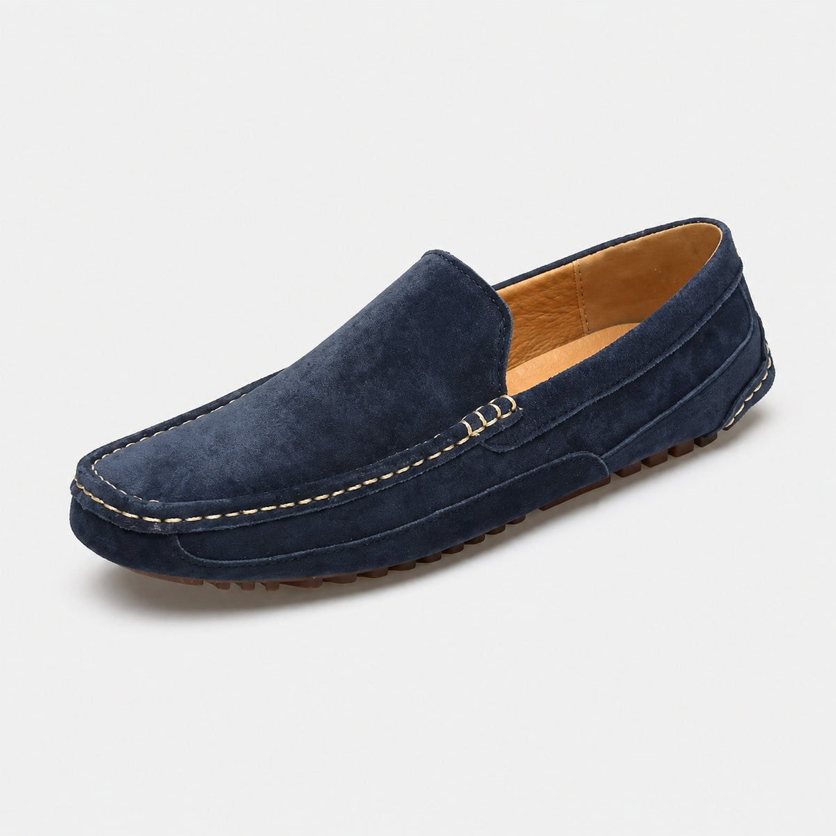 Noble Chaussure Mocassin Homme Bleu Marine Mocassin En Daim Bleu Marine