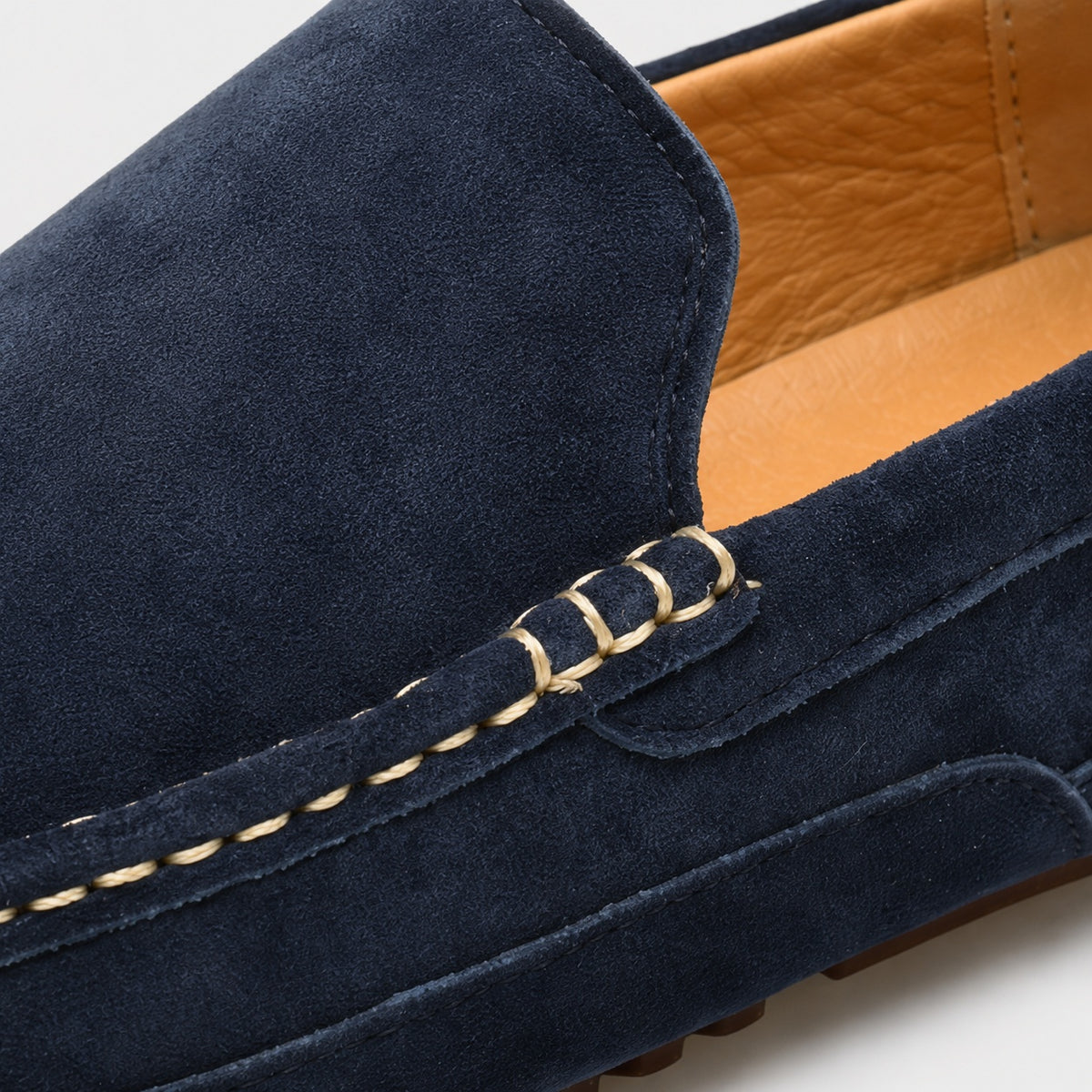 Noble Chaussure Mocassin Homme Bleu Marine Mocassin En Daim Bleu Marine