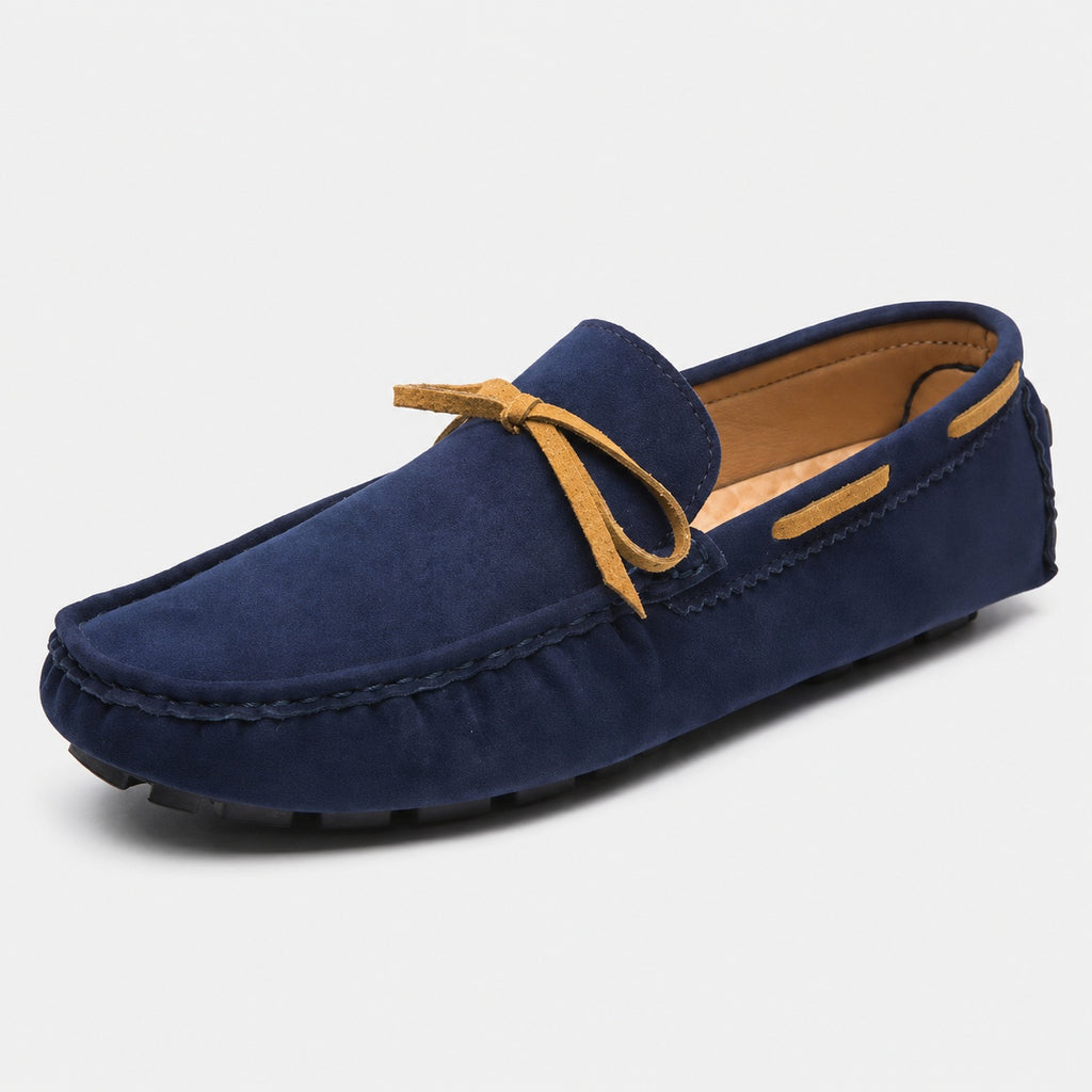 Noble Chaussure Mocassin Homme Bleu Marine Mocassin Homme Classique De Conduite À Nœud Bleu
