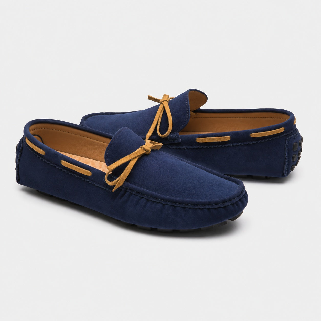 Noble Chaussure Mocassin Homme Bleu Marine Mocassin Homme Classique De Conduite À Nœud Bleu