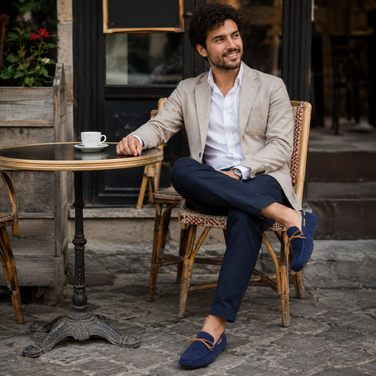 Noble Chaussure Mocassin Homme Bleu Marine Mocassin Homme Classique De Conduite À Nœud Bleu