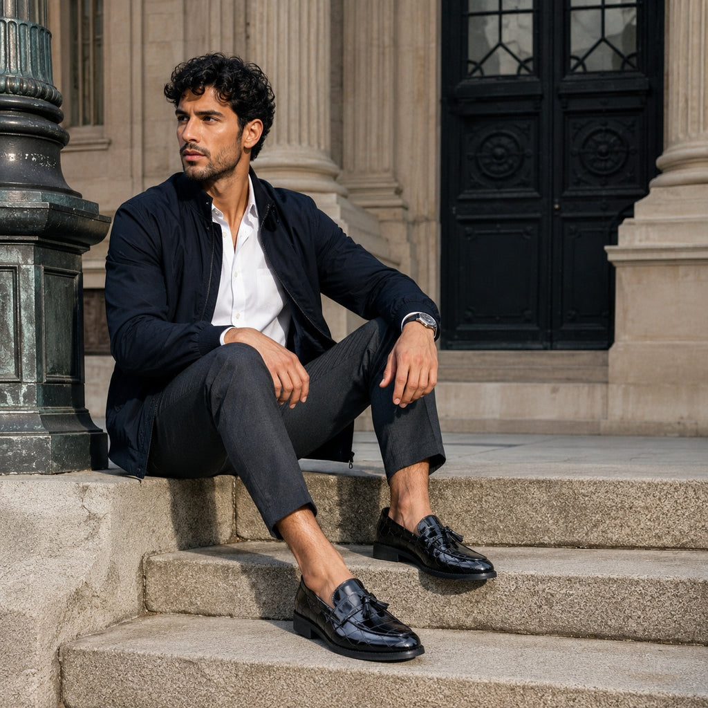 Noble Chaussure Mocassin Homme Cuir Mocassin Cuir Homme Noir Vernis