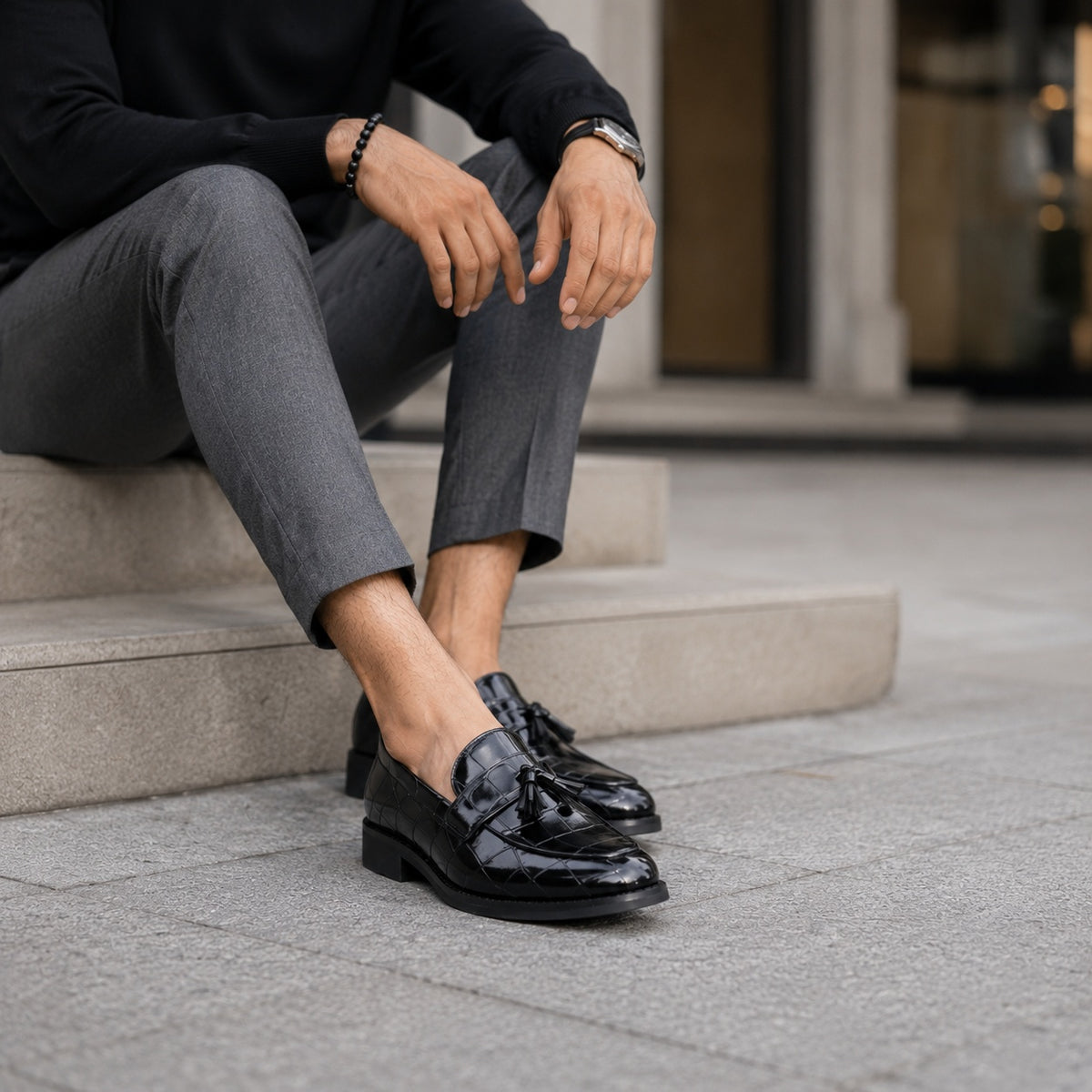 Noble Chaussure Mocassin Homme Cuir Mocassin Cuir Homme Noir Vernis