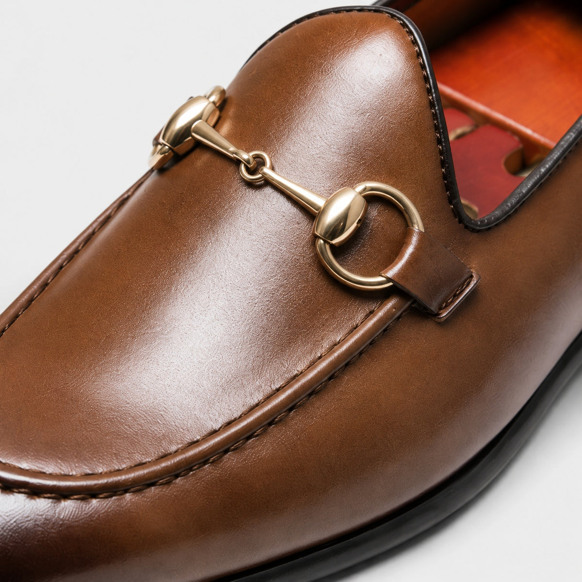 Noble Chaussure Mocassin Homme Cuir Mocassin Cuir Marron Avec Mors Doré Chic Homme