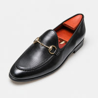 Noble Chaussure Mocassin Homme Cuir Mocassin Cuir Noir Avec Mors Doré Chic Homme
