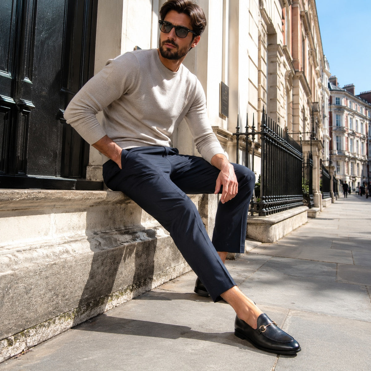 Noble Chaussure Mocassin Homme Cuir Mocassin Cuir Noir Avec Mors Doré Chic Homme