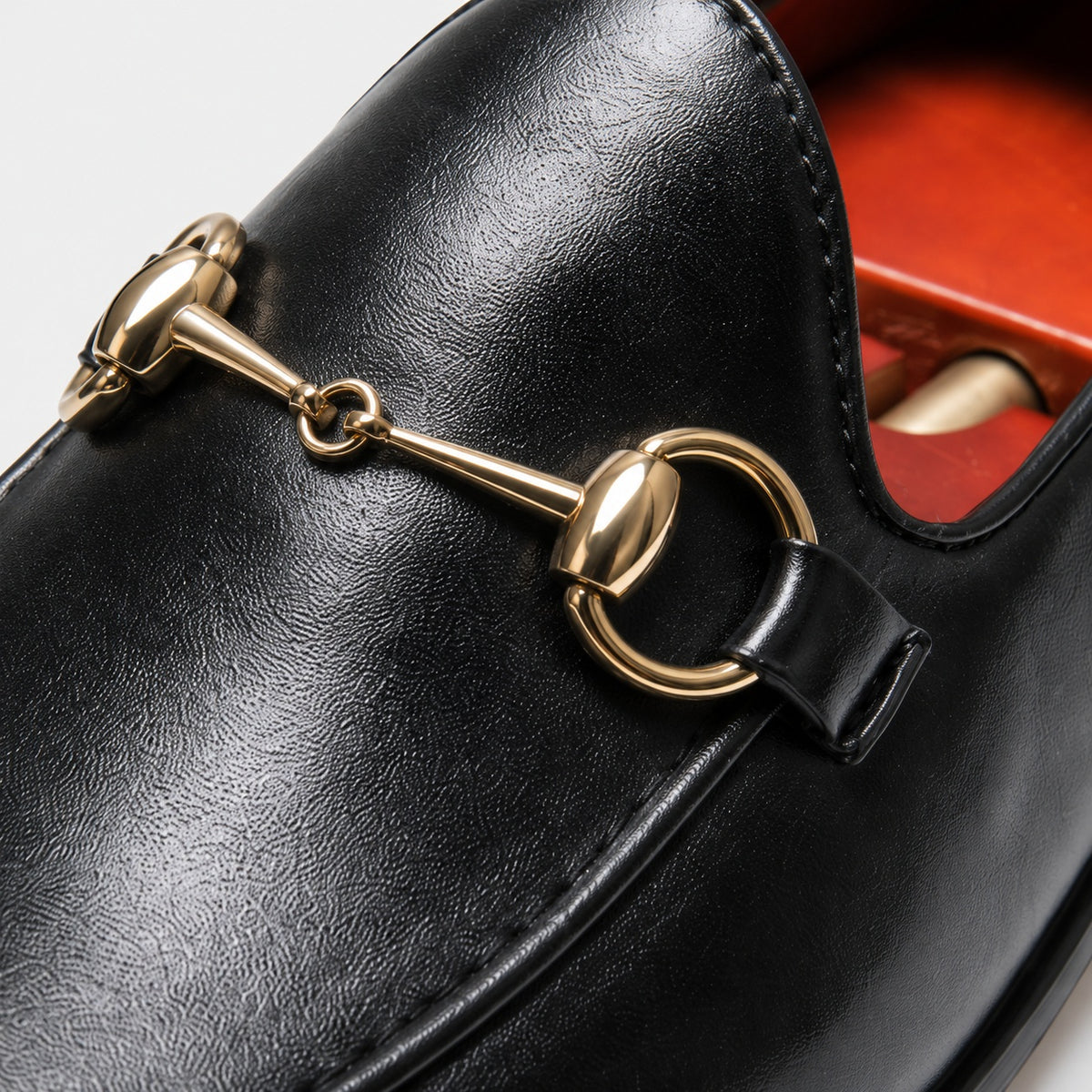 Noble Chaussure Mocassin Homme Cuir Mocassin Cuir Noir Avec Mors Doré Chic Homme